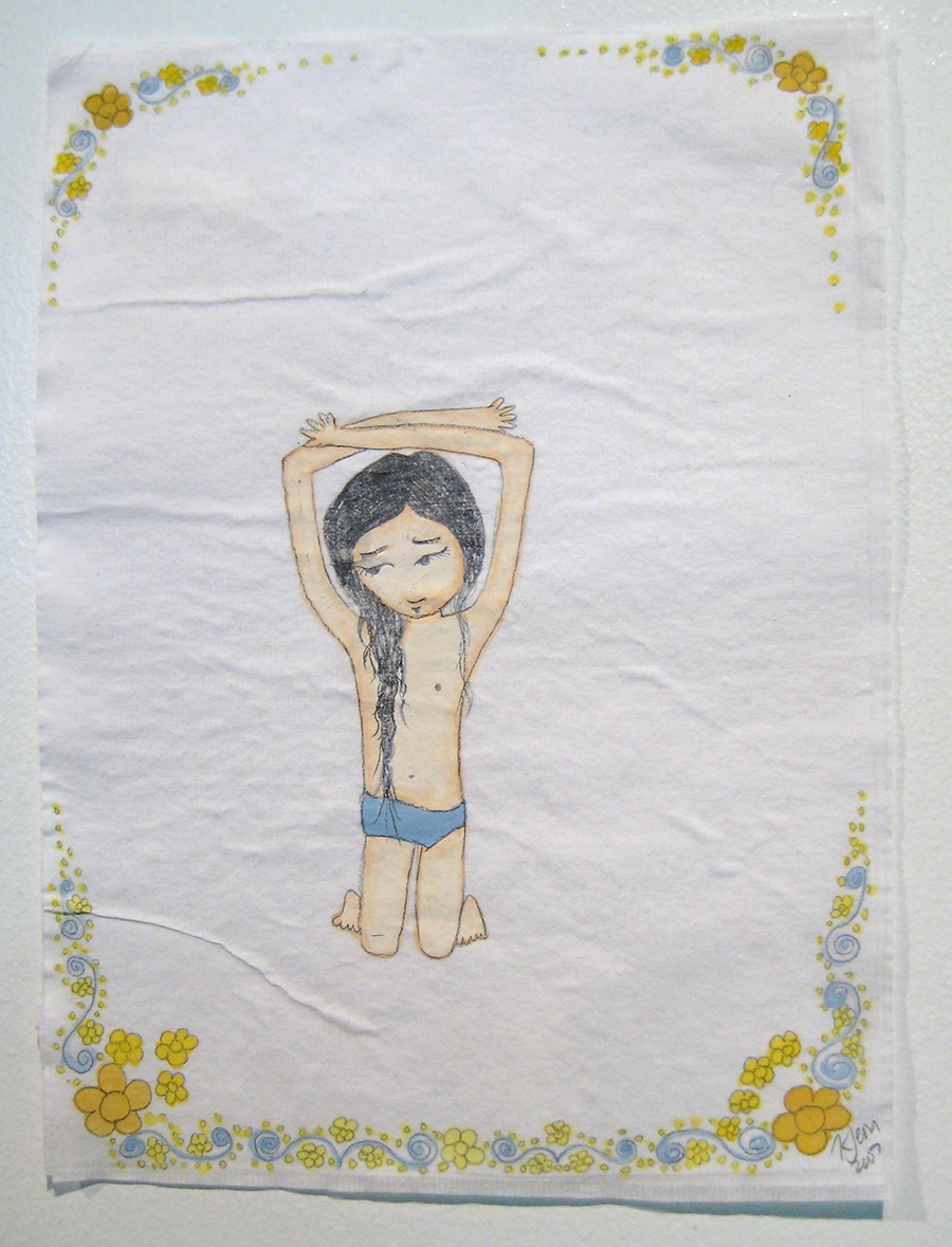 Artwork by Kyung Jeon titled Little Treasures - Surrender, 2007, Gouache, graphite on rice paper, 6.5 x 4.75 inches, 16.5 x 12.1 cm