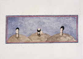 Artwork by Kyung Jeon titled Daydreaming, 2007, Gouache, graphite, watercolor on rice paper on canvas, 17.5 x 25 inches, 44.5 x 63.5 cm